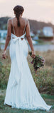 Mermaid Beach Spaghetti Straps Simple Romantic Wedding Dresses Online WD061