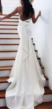 Mermaid Beach Spaghetti Straps Simple Romantic Wedding Dresses Online WD061