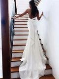 Mermaid Beach Spaghetti Straps Simple Romantic Wedding Dresses Online WD061