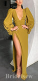 Mermaid Long Sleeves Best Unique Popular V-Neck New Elegant Modest Long Party Evening Prom Dresses PD1305