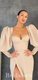 Mermaid Long Sleeves Best Unique Satin New Elegant Modest Long Party Evening Prom Dresses PD1304