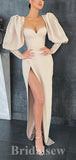 Mermaid Long Sleeves Best Unique Satin New Elegant Modest Long Party Evening Prom Dresses PD1304