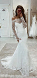 Mermaid Long Sleeves Lace Elegant Wedding Dresses WD049