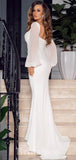 Mermaid Long Sleeves Off White Simple Unique Fairy Beach Vintage Long Wedding Dresses WD333