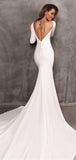 Mermaid Long Sleeves Simple Elegant Vintage Wedding Dresses WD045