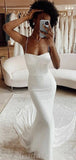Mermaid Modest Spaghetti Straps Sparkly Long Prom Dresses, Beach Wedding Dresses PD080