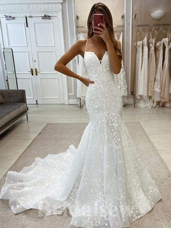Mermaid New Spaghetti Straps Stylish Garden Vintage Dream Beach Long Wedding Dresses WD501