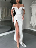 Mermaid Off-the-Shoulder Off-White Popular Long Evening Elegant Prom Dresses PD173