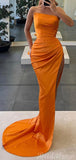Mermaid Orange Black Girls Slay Elegant Evening Modest Long Prom Dresses PD466