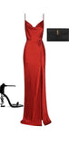 Mermaid Red Fashion Simple Spaghetti Straps Women Formal Long Prom Dresses PD397