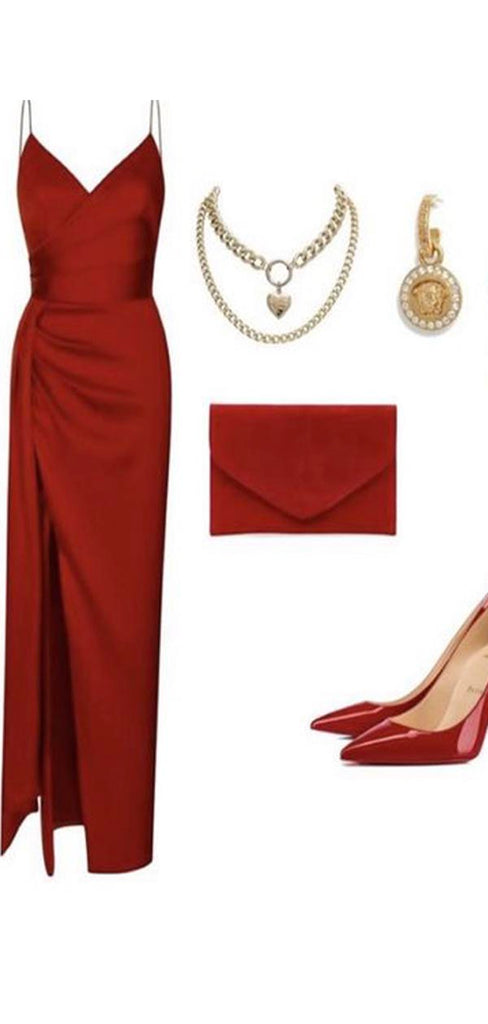 Mermaid Red Simple Spaghetti Straps Women Stylish Long Prom Dresses PD398