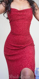 Mermaid Red Spaghetti Straps Modest Stylish Long Women Party Evening Prom Dresses PD1001