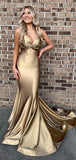 Mermaid Satin Elegant Formal Simple Party Evening Long Prom Dresses PD372