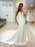 Mermaid Satin New Stylish Garden Vintage Dream Beach Long Wedding Dresses WD497