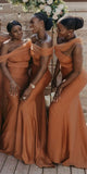 Mermaid Satin Unique Design Formal Long Elegant Bridesmaid Dresses BD114