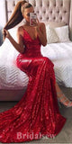 Mermaid Sequin Red Green Champagne Sparkly Modest Party Evening Long Prom Dresses PD1135