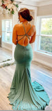 Mermaid Sexy Spaghetti Straps V-Neck Simple Elegant Party Women Long Evening Prom Dresses PD640
