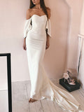 Mermaid Simple  Romantic Beach Vintage Long Wedding Dresses WD141