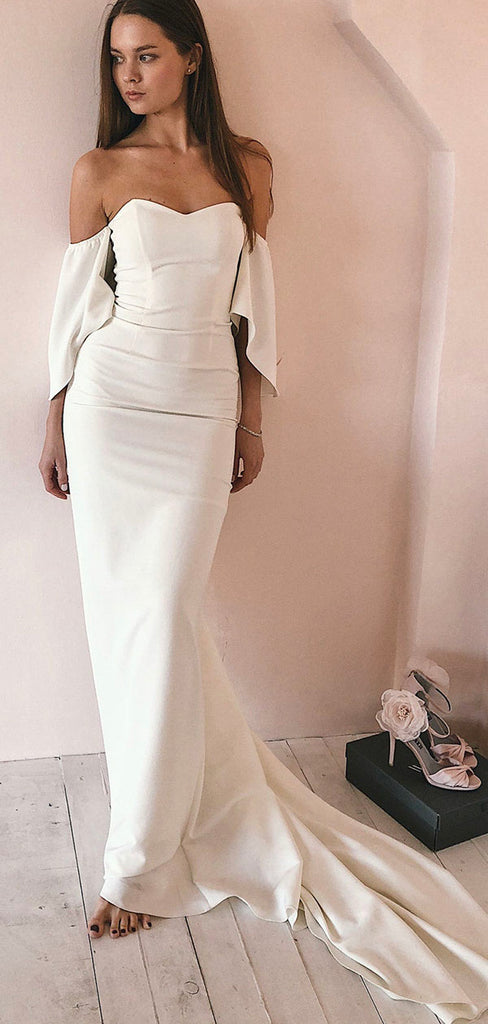 Mermaid Simple  Romantic Beach Vintage Long Wedding Dresses WD141