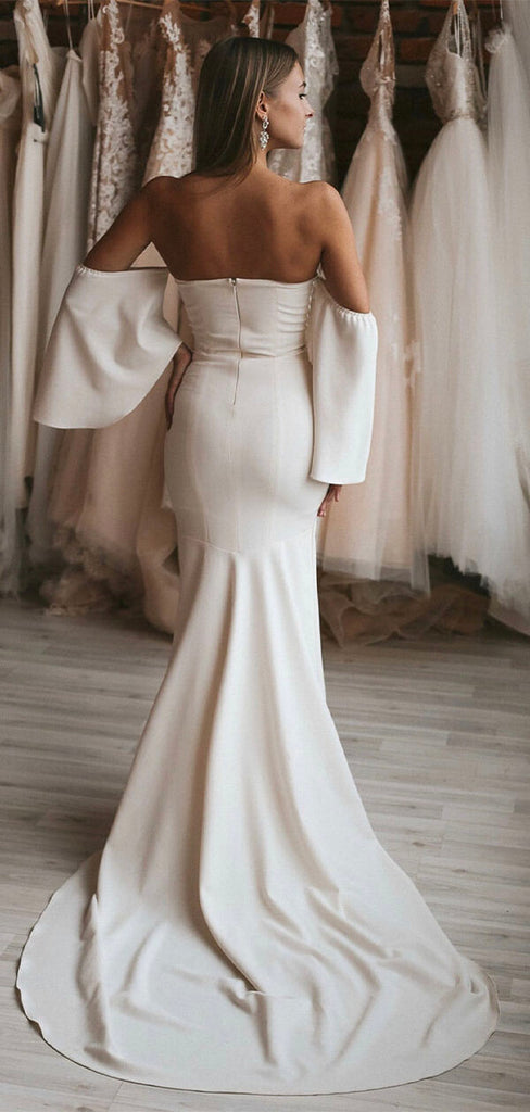 Mermaid Simple  Romantic Beach Vintage Long Wedding Dresses WD141