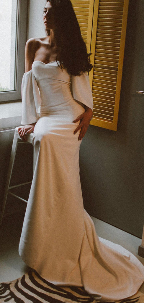 Mermaid Simple  Romantic Beach Vintage Long Wedding Dresses WD141