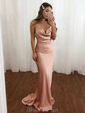 Mermaid Simple Spaghetti Straps Modest Prom Dresses Online PD084