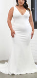 Mermaid Sleeveless V-Neck Long Beach Formal Simple Elegant Wedding Dresses WD126