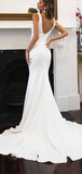 Mermaid Sleeveless V-Neck Long Beach Formal Simple Elegant Wedding Dresses WD126