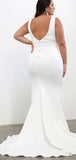 Mermaid Sleeveless V-Neck Long Beach Formal Simple Elegant Wedding Dresses WD126