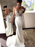 Mermaid Spaghetti Straps Ivory Elegant Vintage Wedding Dresses WD046