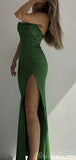 Mermaid Spaghetti Straps Modest Long Evening Prom Dresses with Slit PD229