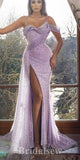 Mermaid Spaghetti Straps Sequin Sparkly Glitter Slit Fashion Evening Long Prom Dresses PD1144
