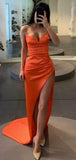 Mermaid Spaghetti Straps Simple Sexy Formal Modest Party Long Prom Dresses PD332