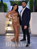 Mermaid Spaghetti Straps Sparkly Sequin Elegant Modest Long Party Evening Prom Dresses PD1298
