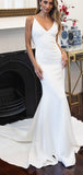 Mermaid Spaghetti Straps V-Neck Beach Simple Elegant Long Wedding Dresses WD127