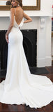 Mermaid Spaghetti Straps V-Neck Beach Simple Elegant Long Wedding Dresses WD127