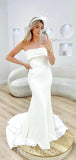 Mermaid Strapless Beach Simple Elegant Romantic Dream Vintage Long Wedding Dresses WD381