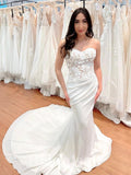 Mermaid Strapless Classic Fitted Country Beach Vintage Long Wedding Dresses WD394
