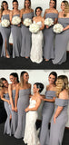 Mermaid One Shoulder Gray Modest Long Formal Bridesmaid Dresses Online BD097