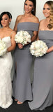 Mermaid One Shoulder Gray Modest Long Formal Bridesmaid Dresses Online BD097