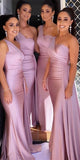 Mermaid Unique Design Satin One Shoulder Elegant Formal Long Bridesmaid Dresses BD119