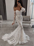 Mermaid Unique Elegant Stylish Vintage Dream Beach Long Wedding Dresses WD534