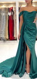 Mermaid Unique New Satin Off the Shoulder Long Party Evening Prom Dresses PD988