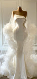 Mermaid Unique Romantic Vintage Ivory Beach Wedding Dresses WD027