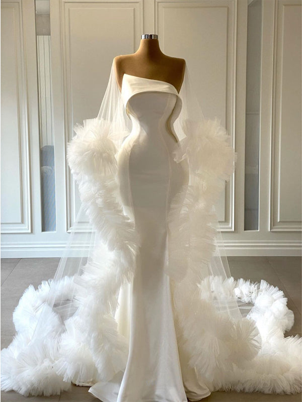 New Mermaid Halter Lace Chiffon Beach Wedding Dresses White Ivory Bridal  Gowns