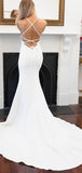 Mermaid V-Neck Beach Simple Elegant Garden Long Wedding Dresses WD128