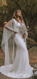 Mermaid V-Neck Princess Garden Vintage Dream Beach Long Wedding Dresses, Bridal Gown WD448