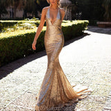 Mermaid Sequin Sparkly Long Modest Prom Dresses Online PD108