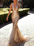 Mermaid Sequin Sparkly Long Modest Prom Dresses Online PD108