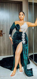 Mermaid Velvet Long Sleeves Elegant Modest Formal Long Prom Dresses PD290